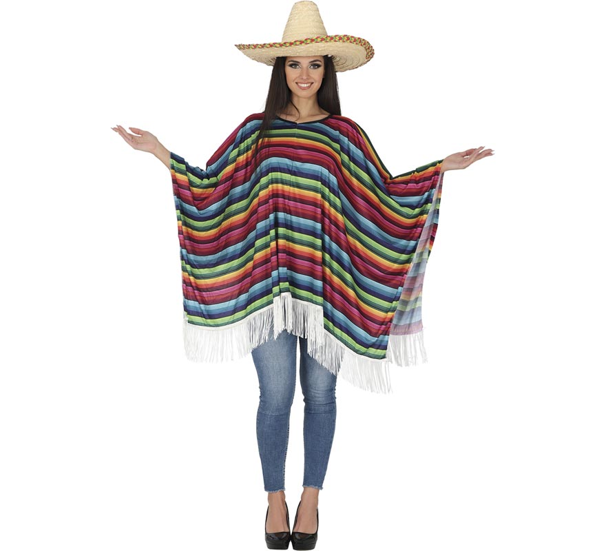 Multicolor Mexican Poncho for adults-B