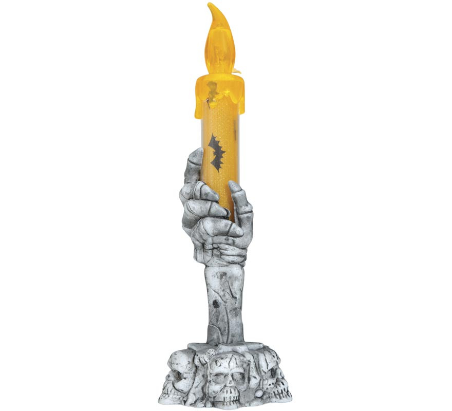 Skull Candle Holder with 15cm LED Candle-B