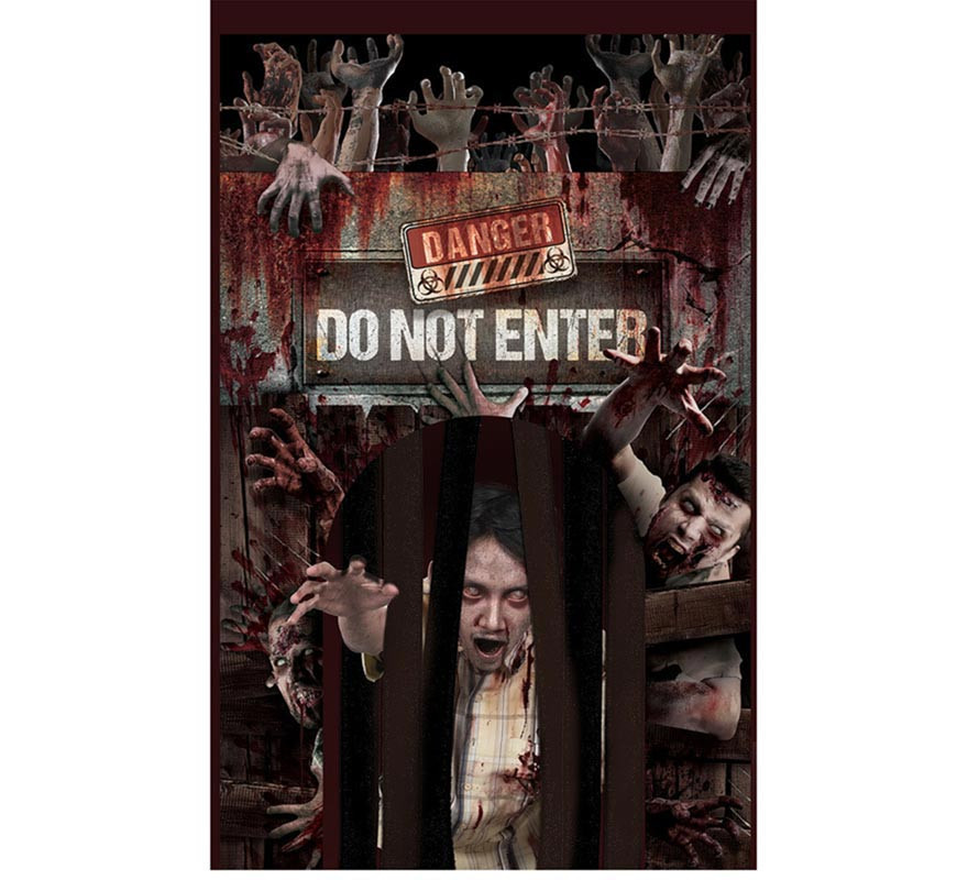 '''Porte avec Rideau Zombies '''' Danger ''''145x240 cm'''-B