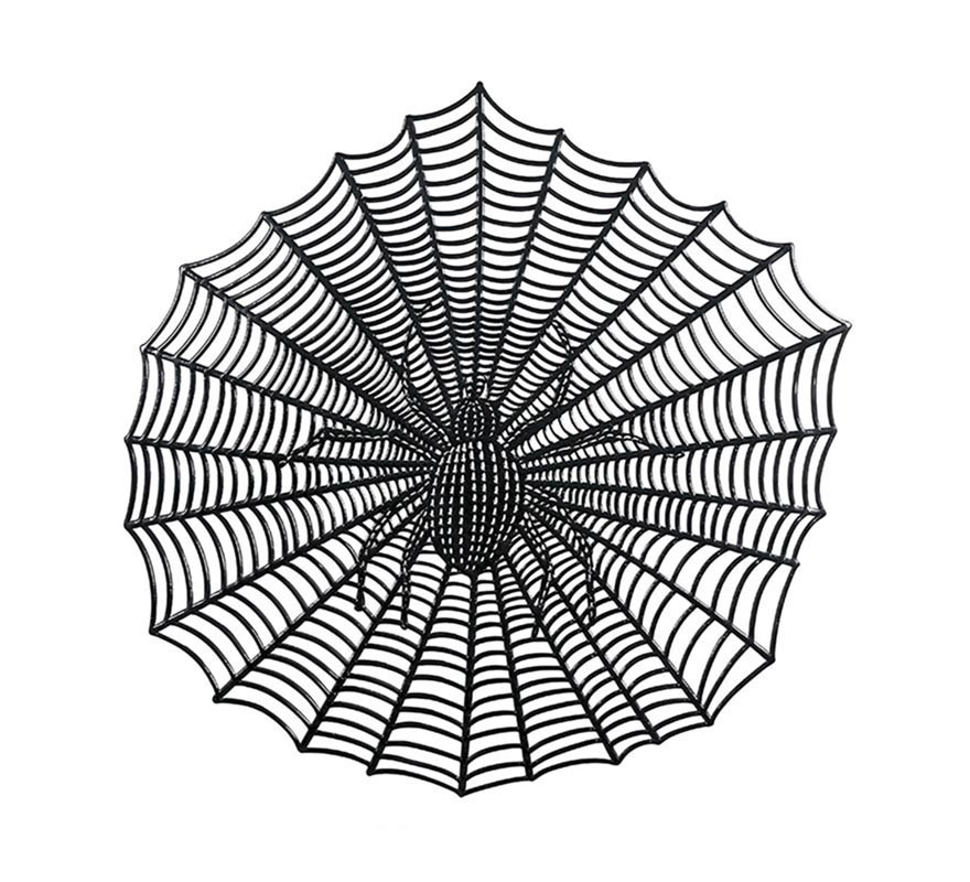 Toiles D'araignée En Feutrine Noire - Lot De 2 - Diamètre 32 Cm - Décoration Halloween Effrayante