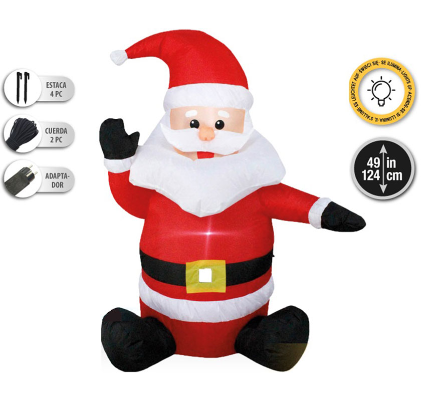 Santa Claus Hinchable con LED de 124 cm-B