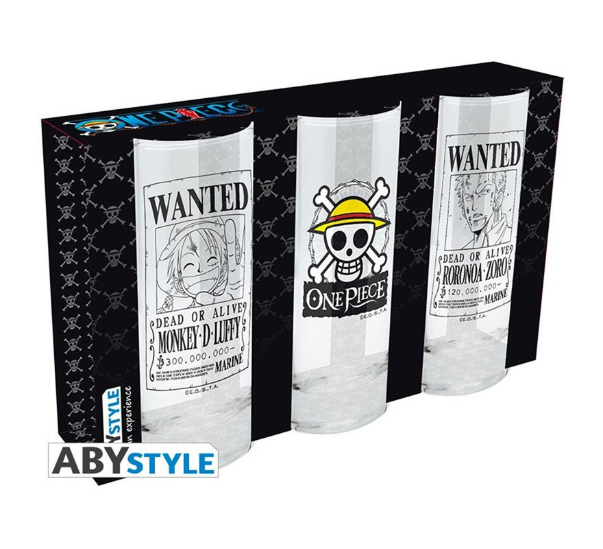 Set tres vasos cristal One Piece-B