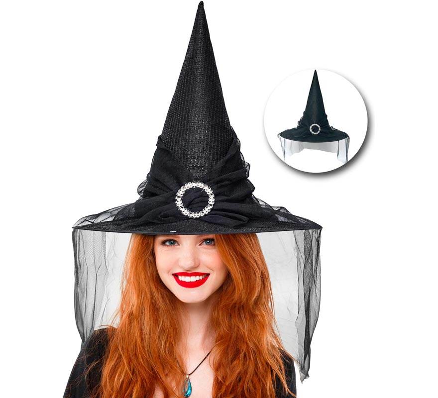 Black Witch Hat Buckle with Tulle-B