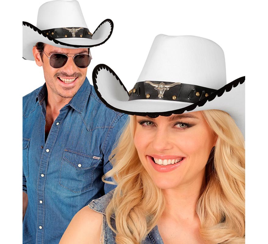 Cowboy Hat with White Felt Bull-B