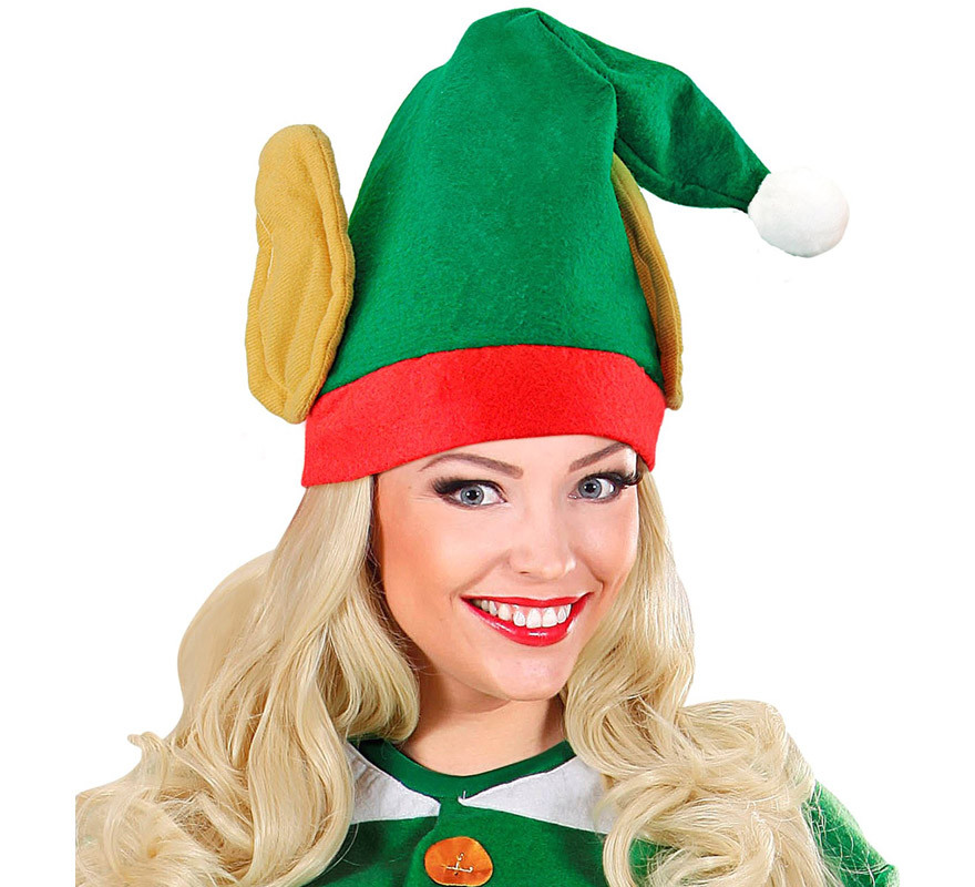 Sombrero de Elfo Ayudante de Papá Noel con Orejas-B