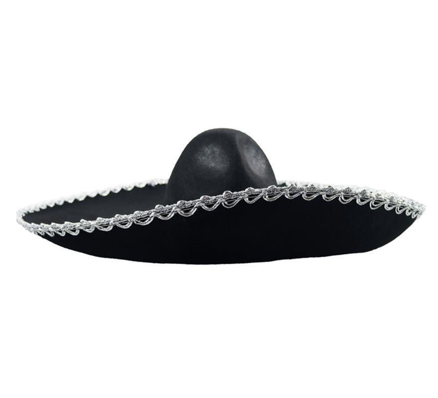Sombrero de Mariachi negro con borde gris-B
