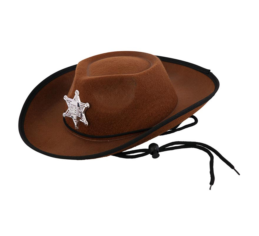 Sombrero de Vaquero Sheriff marrón infantil de 34x26x9 cm-B