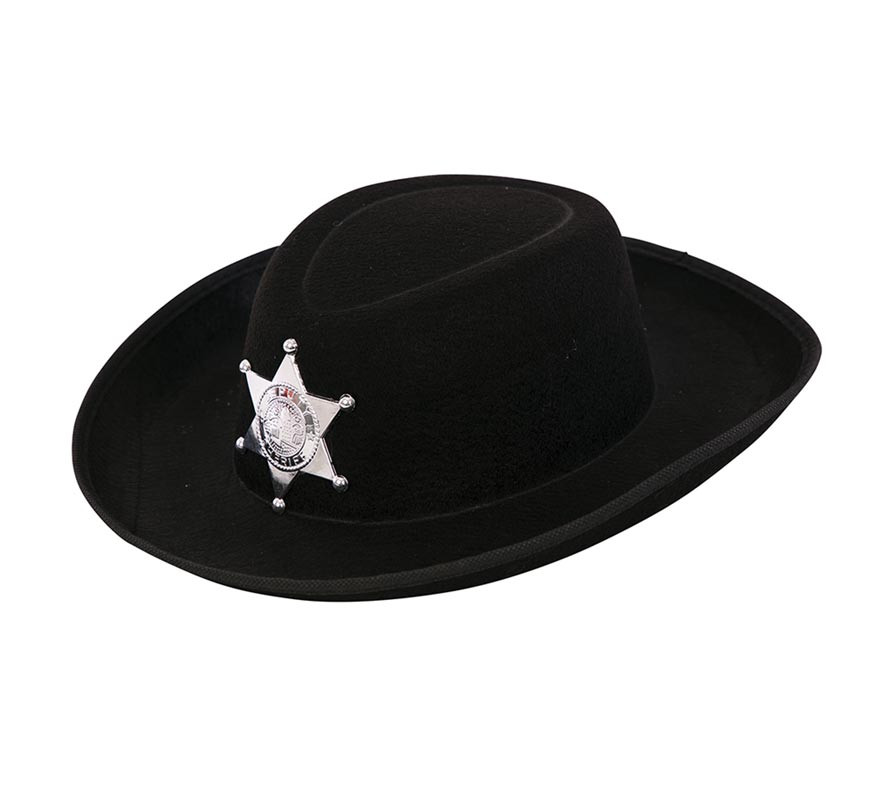 Sombrero de Vaquero Sheriff negro infantil de 34x26x9 cm-B