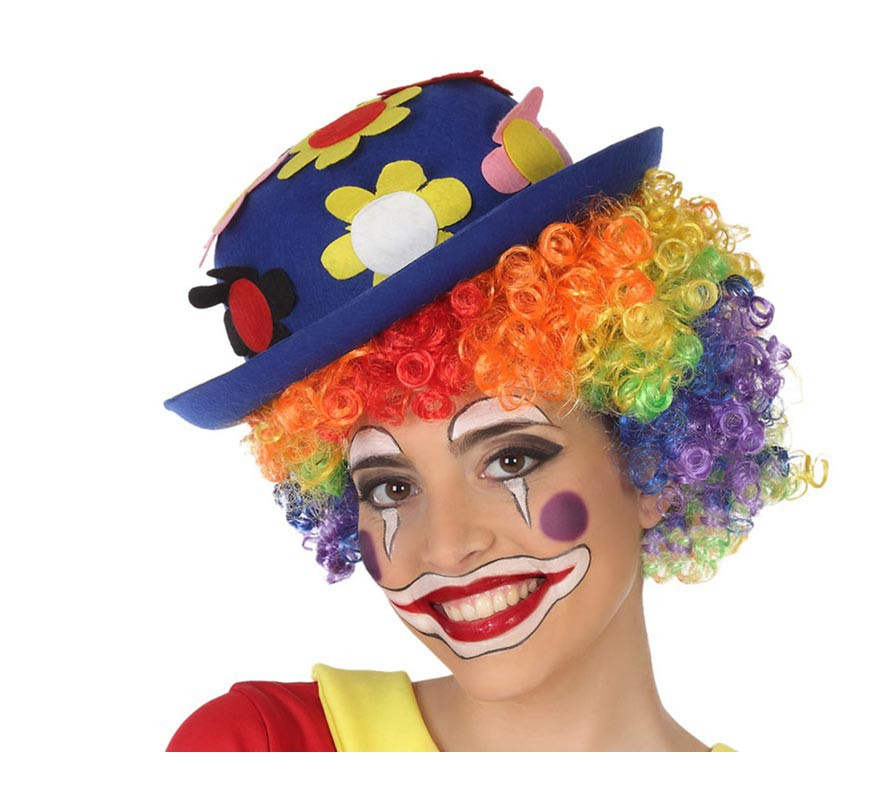 Chapeau de clown avec des fleurs de différentes couleurs-B