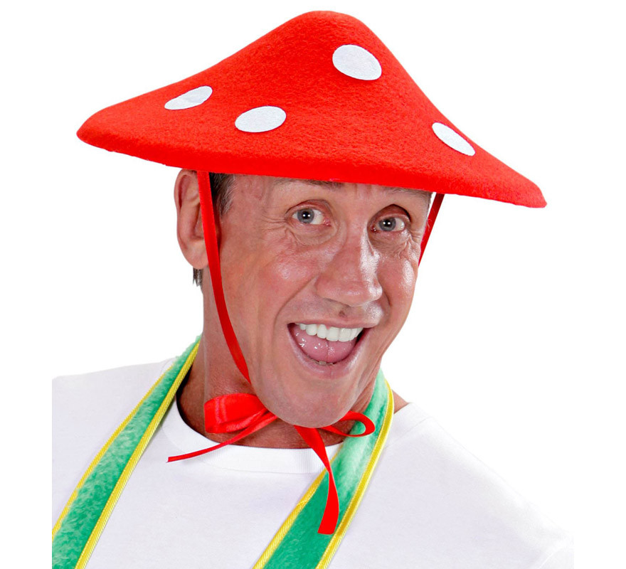 Cappello in feltro a forma di fungo rosso-B