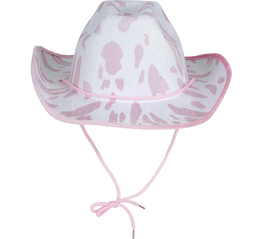 Sombrero Vaquero blanco y rosa para adultos-B