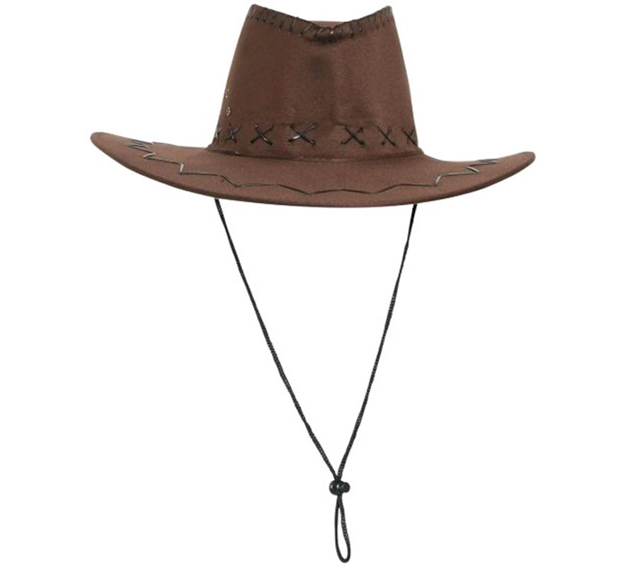 Sombrero Vaquero marrón Símil a piel 60 perímetro-B