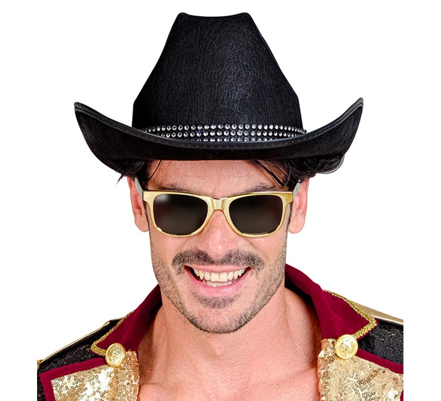 Black Cowboy Hat with Glitter for Adults-B