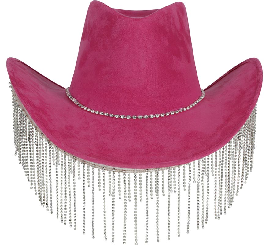 Sombrero Vaquero rosa con Flecos adultos-B