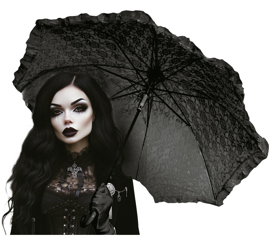 70cm Gothic Black Parasol-B