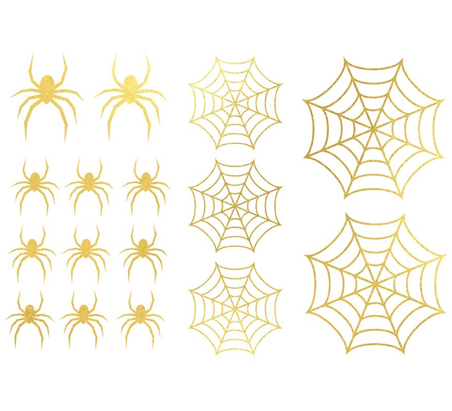 Tatuagens de aranhas e teias de aranha em ouro-B