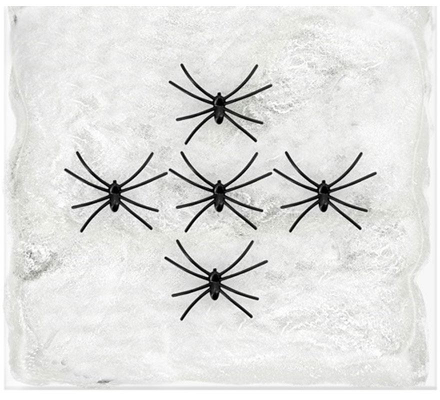 100g de teia de aranha branca com 5 aranhas-B
