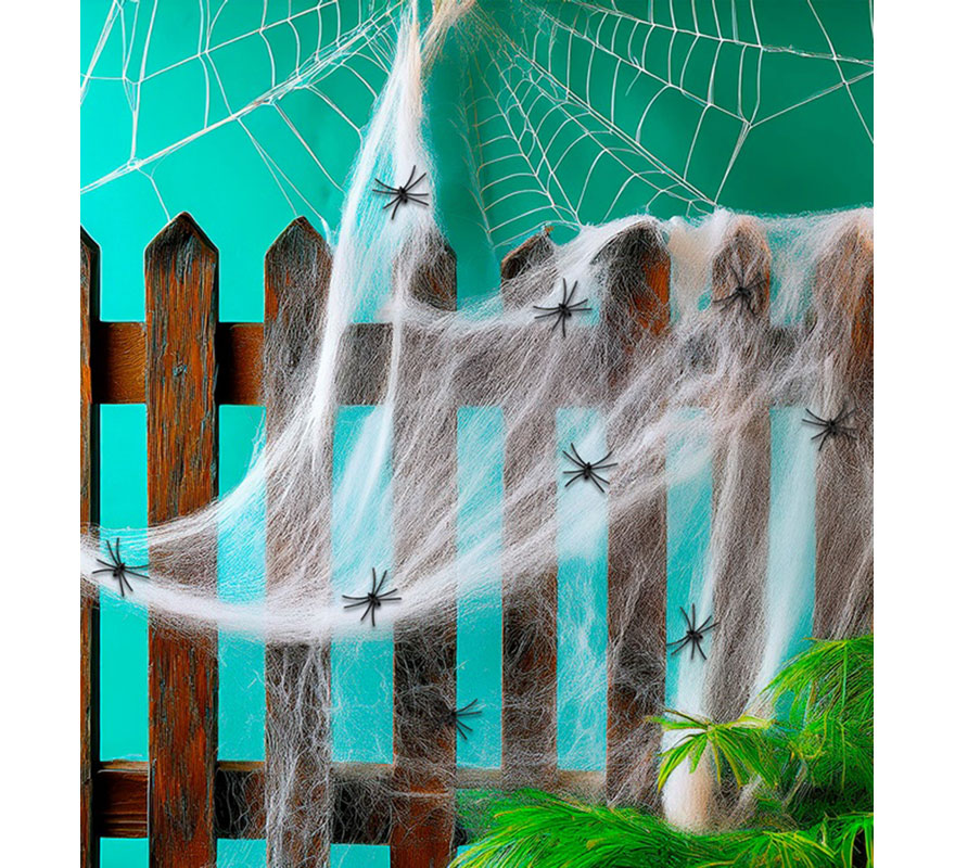 200g white spider web with 9 spiders-B