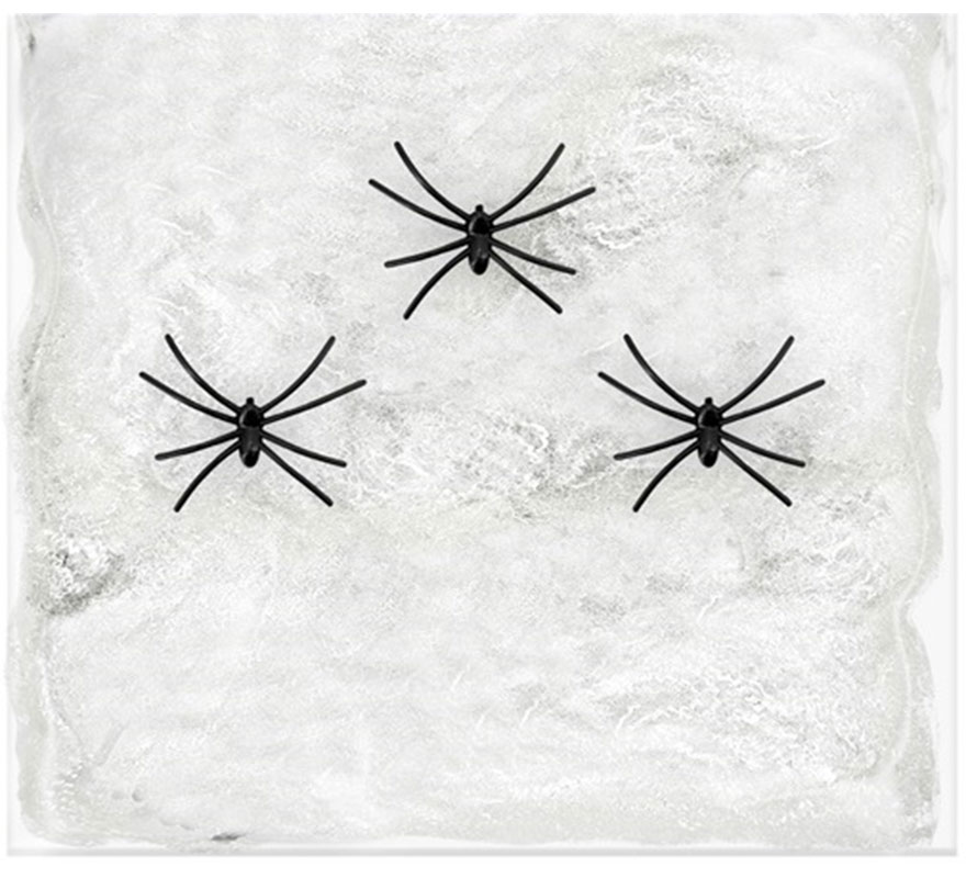 50g white spider web with 3 spiders-B
