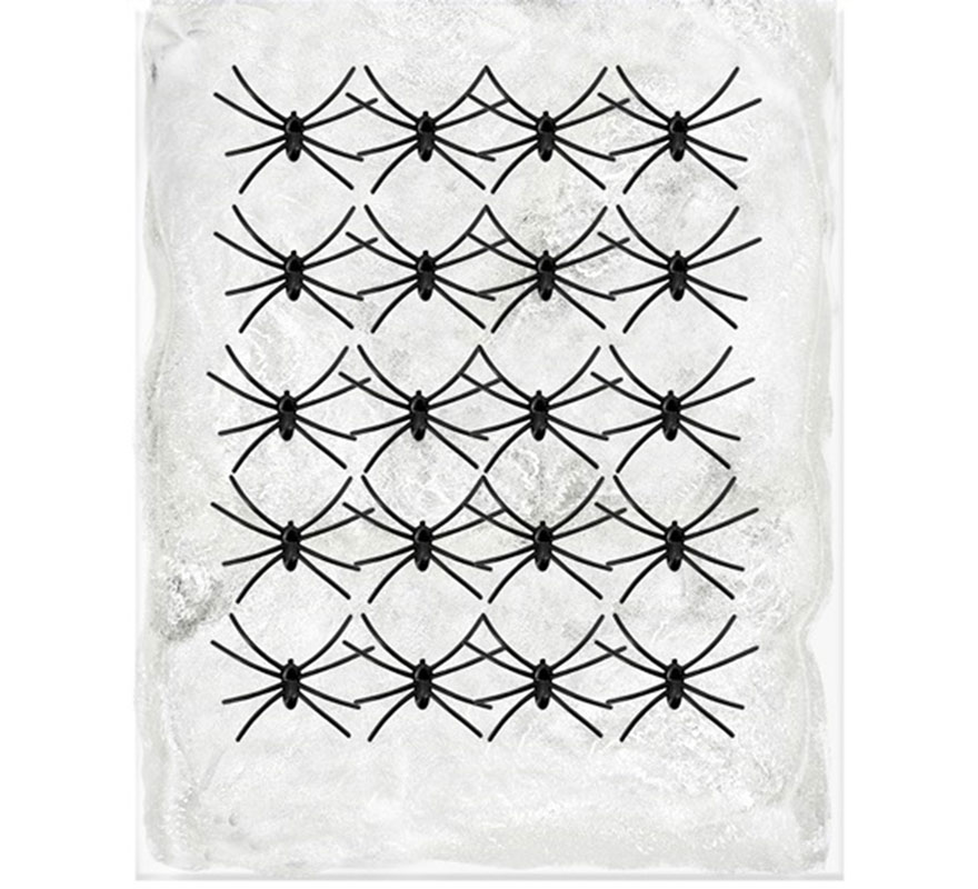 500g de teia de aranha branca com 20 aranhas-B