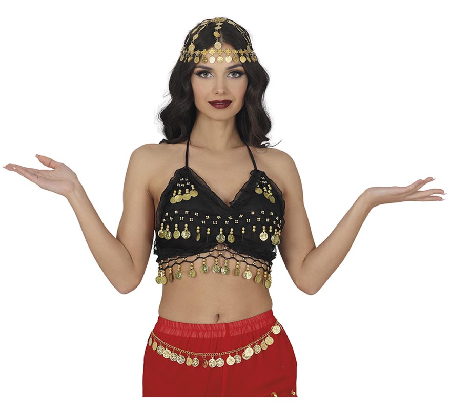 Top de Monedas negro para mujer-B