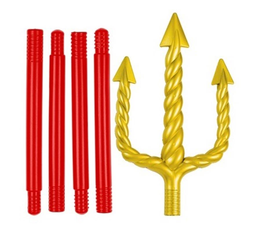 Tridente dorado y rojo de 137 cm-B