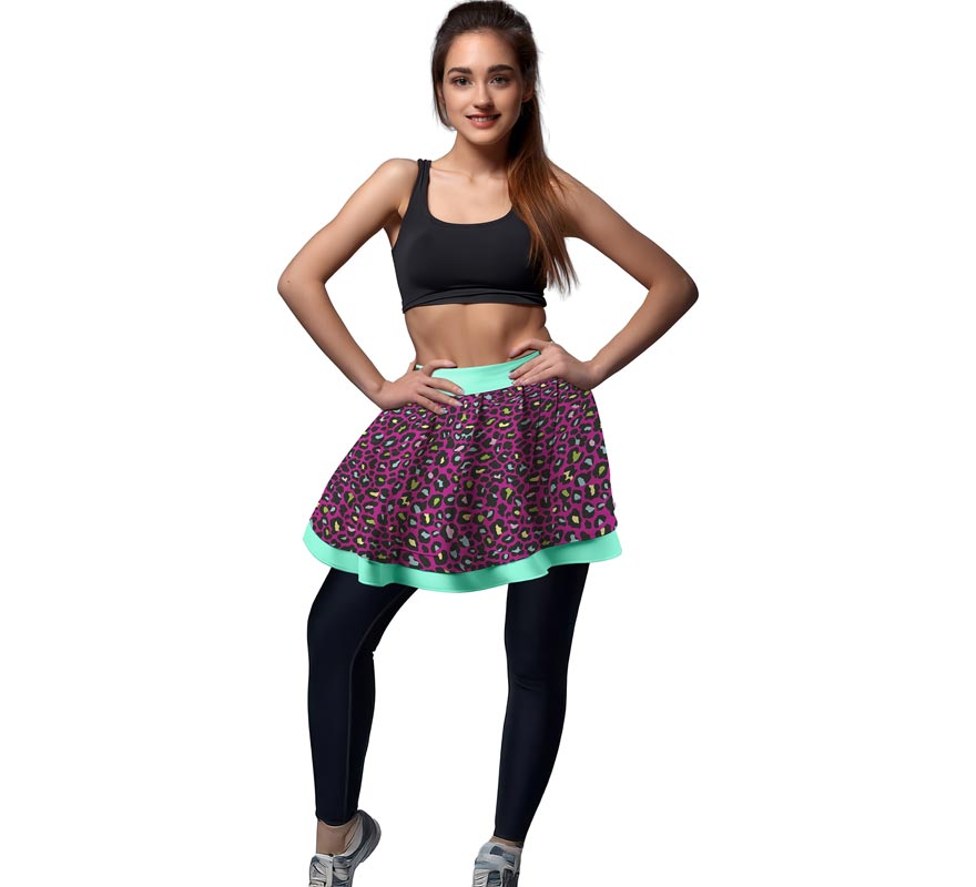 Tutú Leopardo multicolor de 40 cm para mujer-B