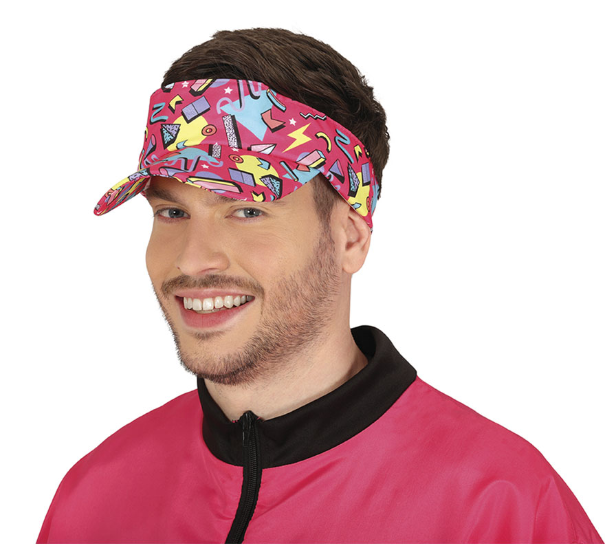 Visera estampado de los años 80 fucsia adulto-B