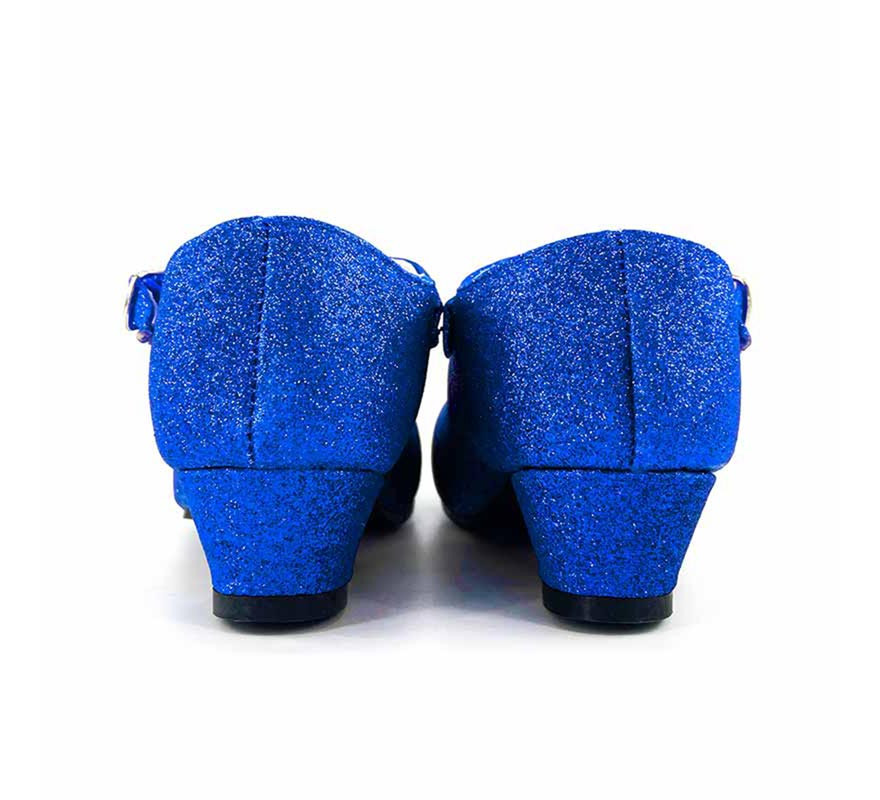 Zapato Sevillana con tacón Azul Purpurina en números del 22 al 41-B