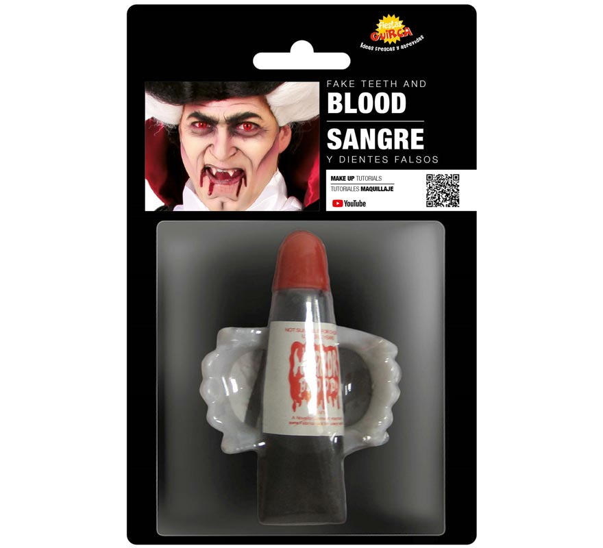 Vampire blood and teeth set for Halloween