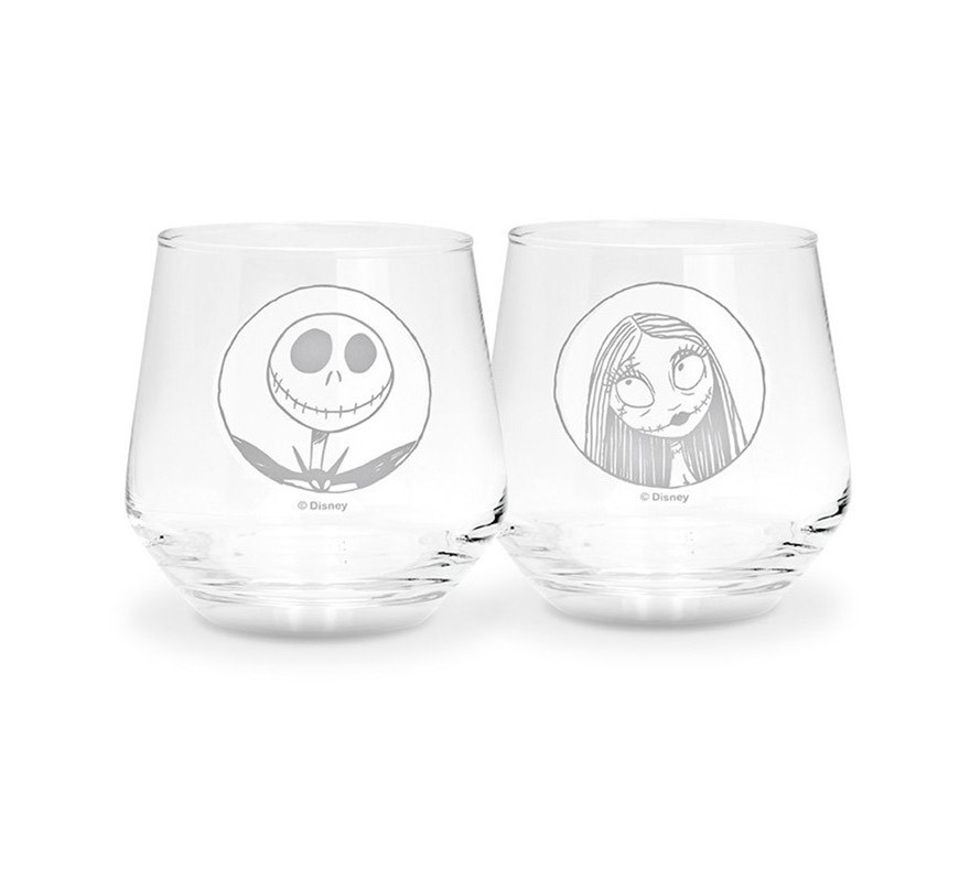 Jack and Sally Nightmare Before Christmas Glasses Set