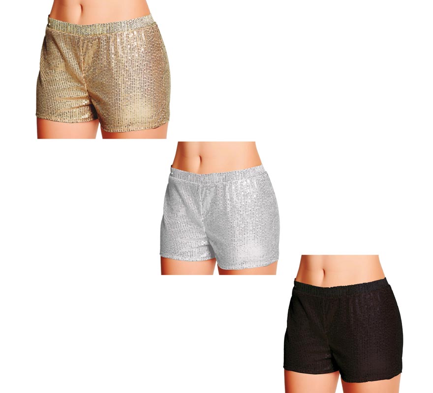 Shorts com lantejoulas em várias cores tamanho L para mulher
