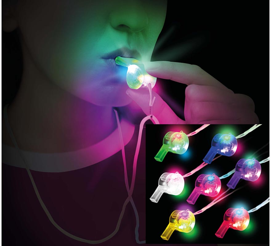 Silbato con Cuerda y Luz de 5 cm en colores surtidos