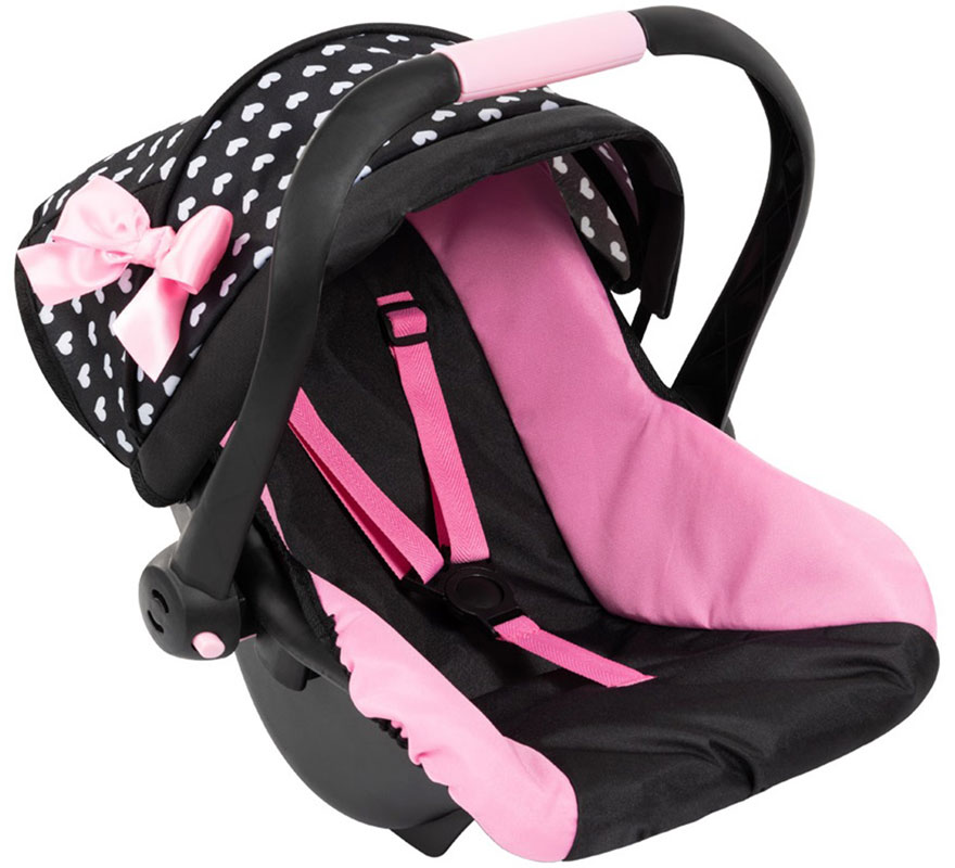 Silla de Coche para Muñecas negro y rosa