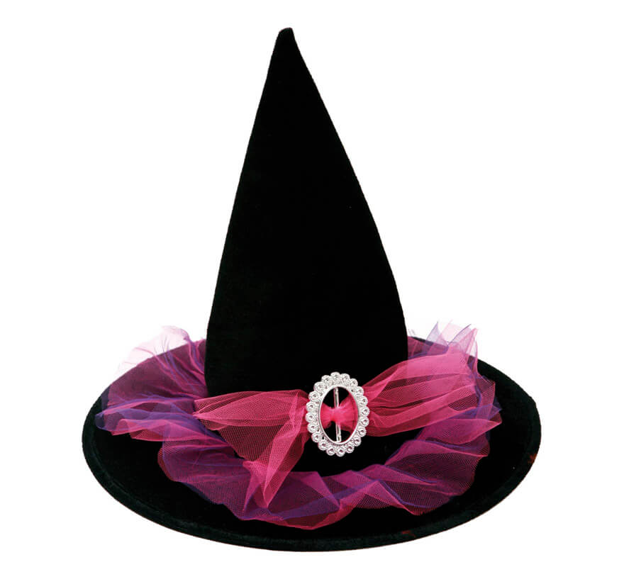 Sombrero de Bruja con tul Rosa de 58 cm