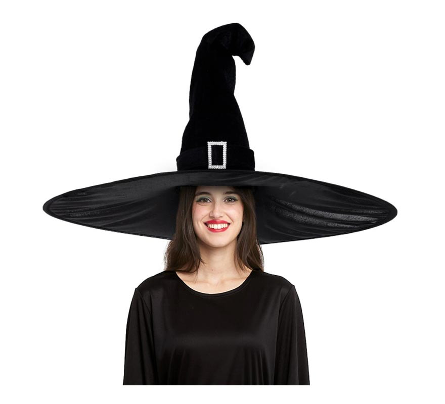 Black Extra Large Witch Hat with Buckle Adult