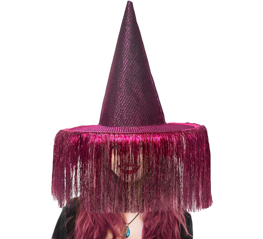 Chapéu de Bruxa Roxo com Franjas