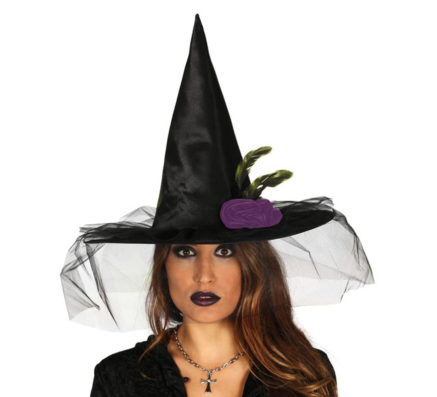 Black Witch Hat with Veil