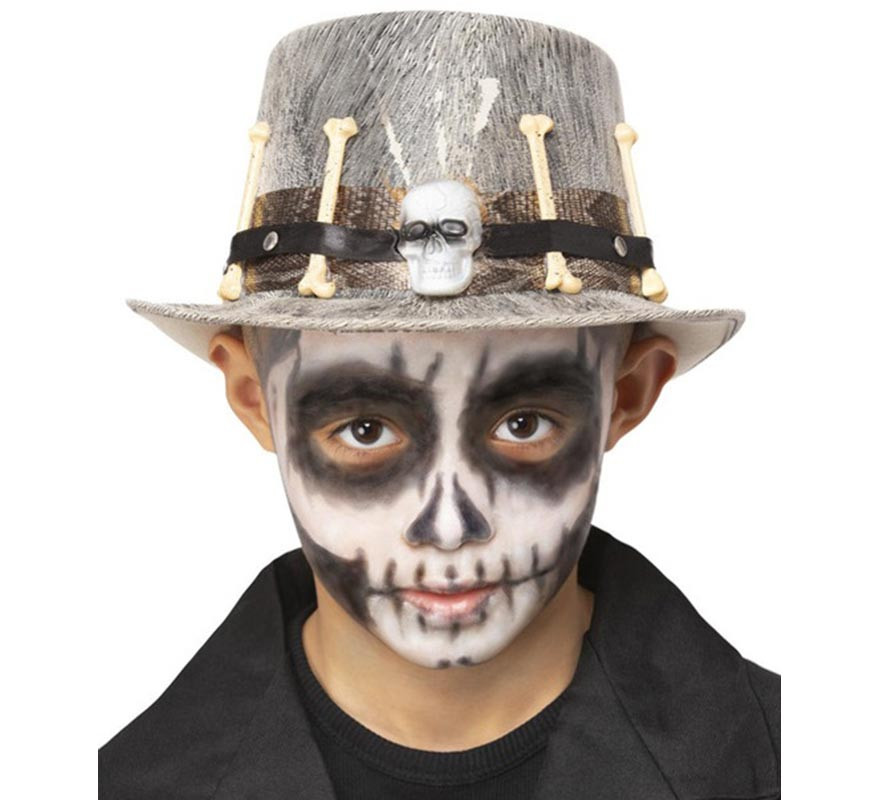 Cappello a cilindro Voodoo grigio per bambini