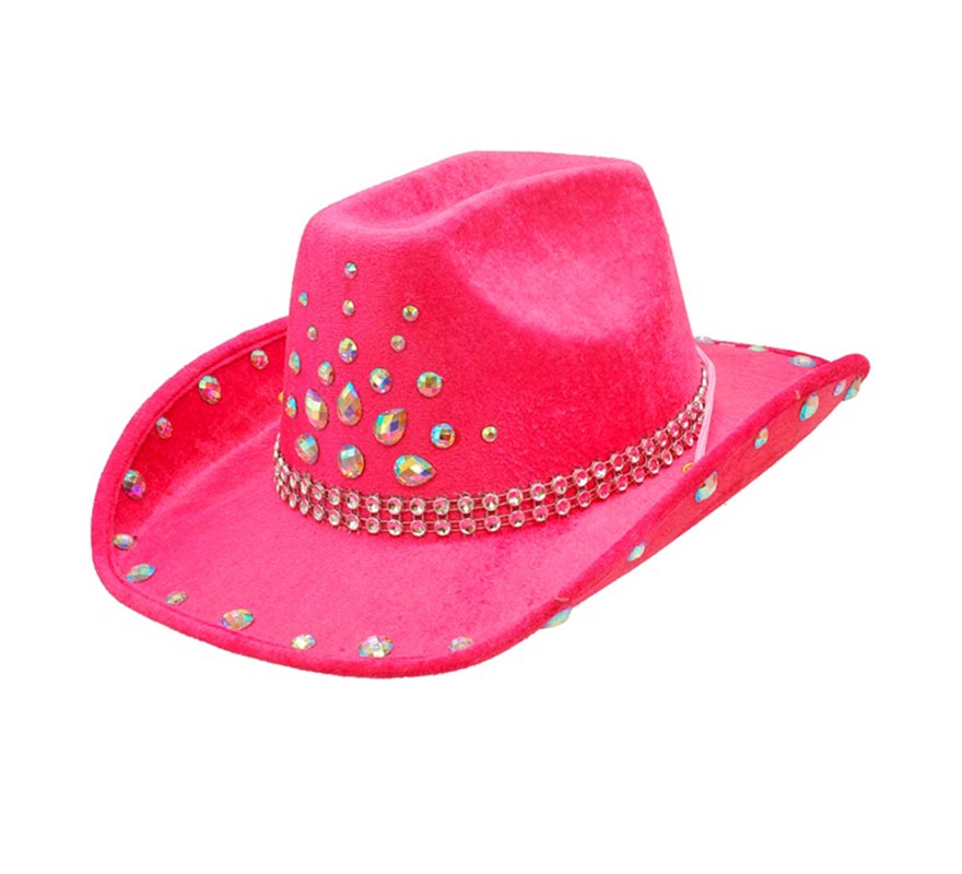Chapéu de cowboy com strass em várias cores