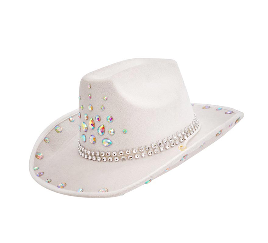 Chapéu de cowboy com strass em várias cores