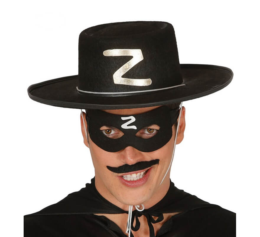 Sombrero de héroe enmascarado de fieltro negro