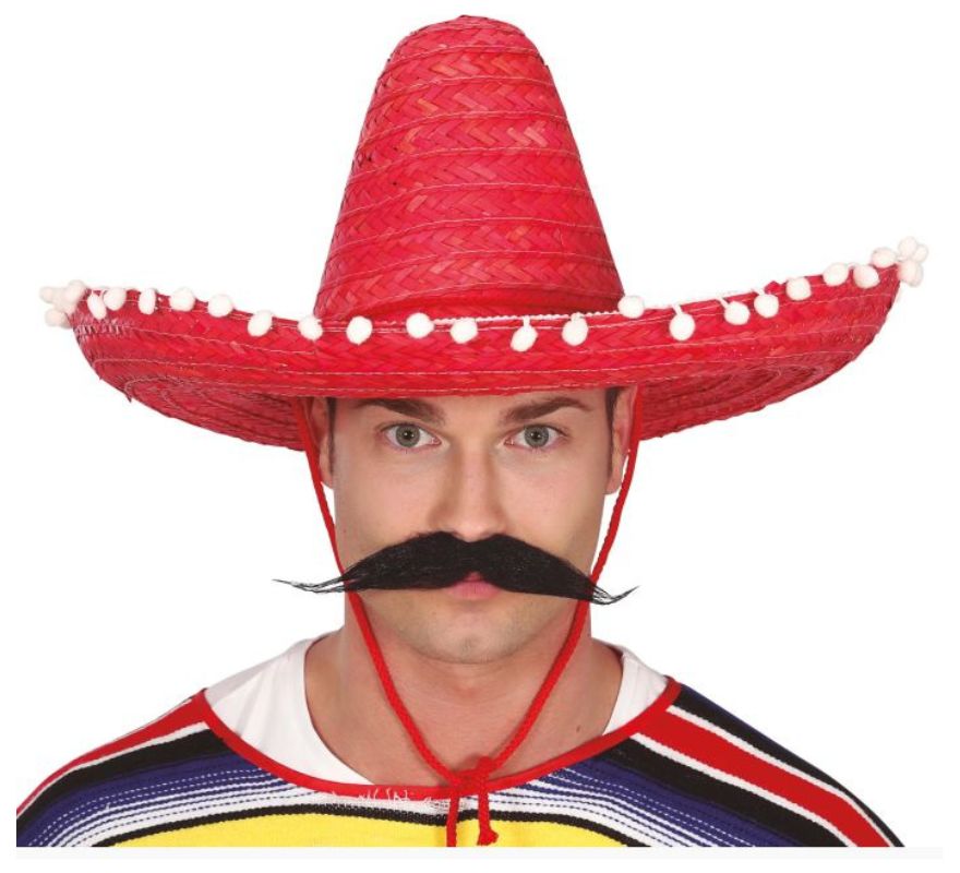 Chapéu mexicano com borlas em várias cores de 50 cm