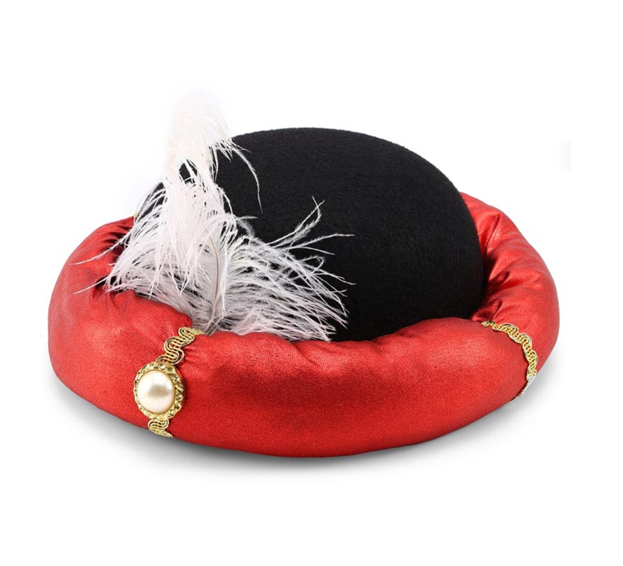 Chapeau page adulte noir et rouge