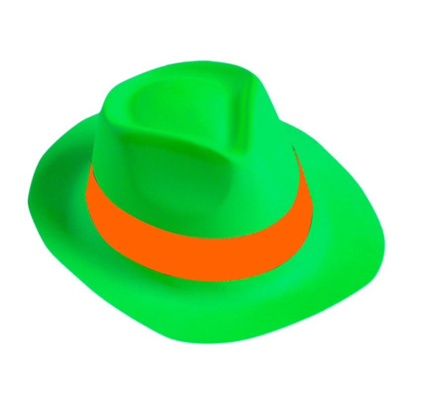 Green Gangster Hat with Orange Band