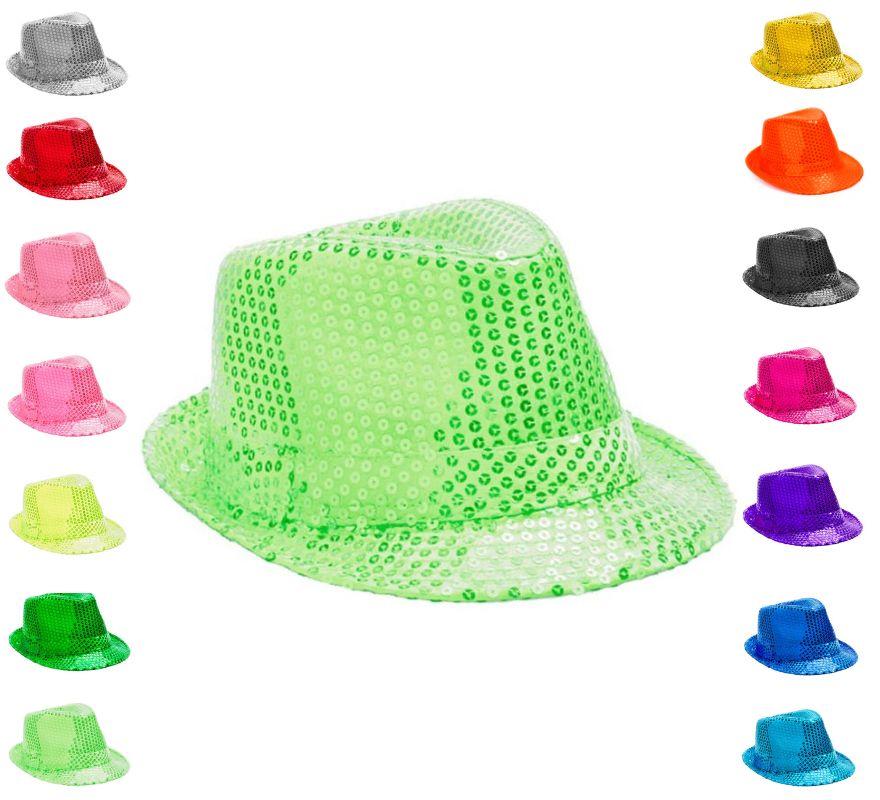 Chapéu de Gangster com lantejoulas em várias cores