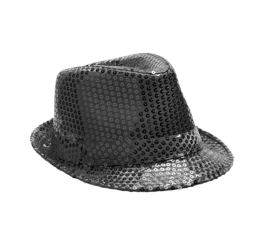 Black Sequin Gangster Hat