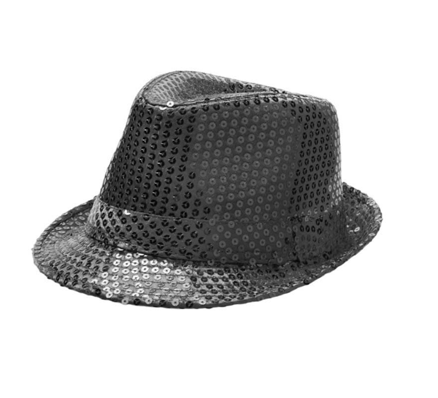 Children's Black Sequin Gangster Hat