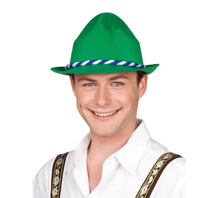 Sombrero o Gorro de Tirolés verde con cinta