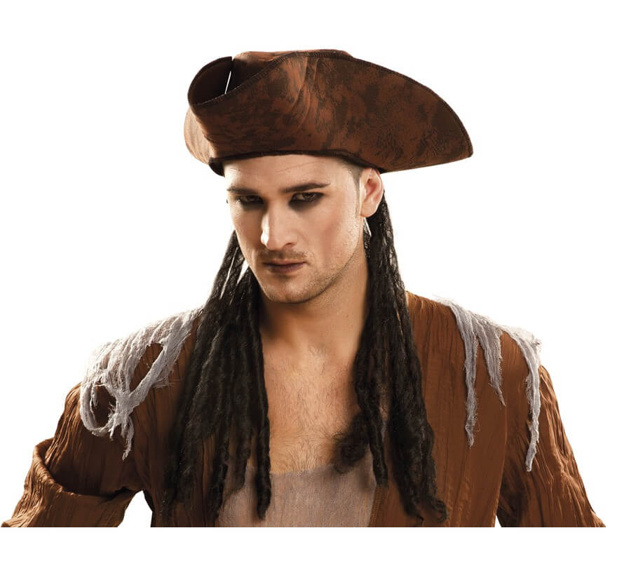Sombrero Pirata marrón con rastas